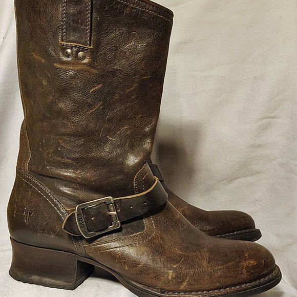 Frye Brown Leather Engineer Boots – Women’s Size 10 - Picture 6 of 8